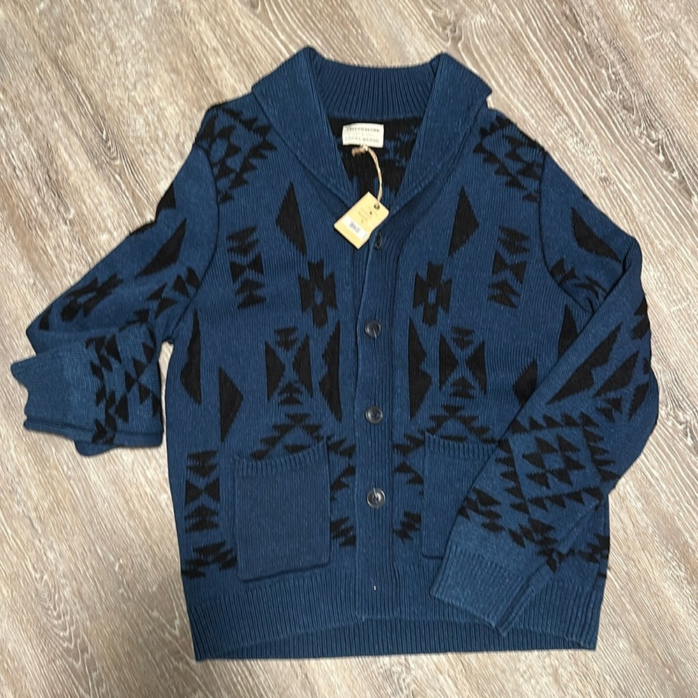 NWT Men’s Lucky Brand x Yellowstone Cardigan blue/black knit Sweater L